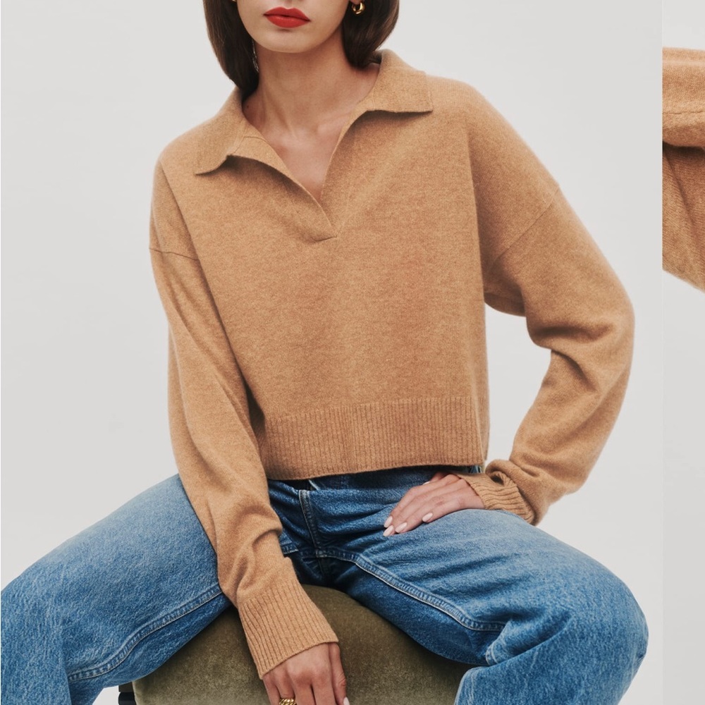 Reformation Cashmere Polo Sweater